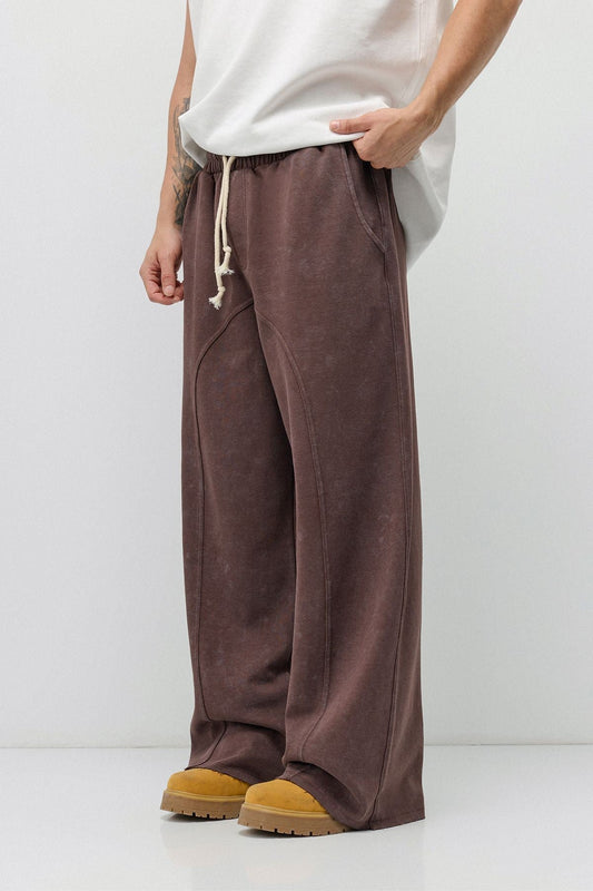 Baggy Sweatpants with Stitched Details, Machine Washable