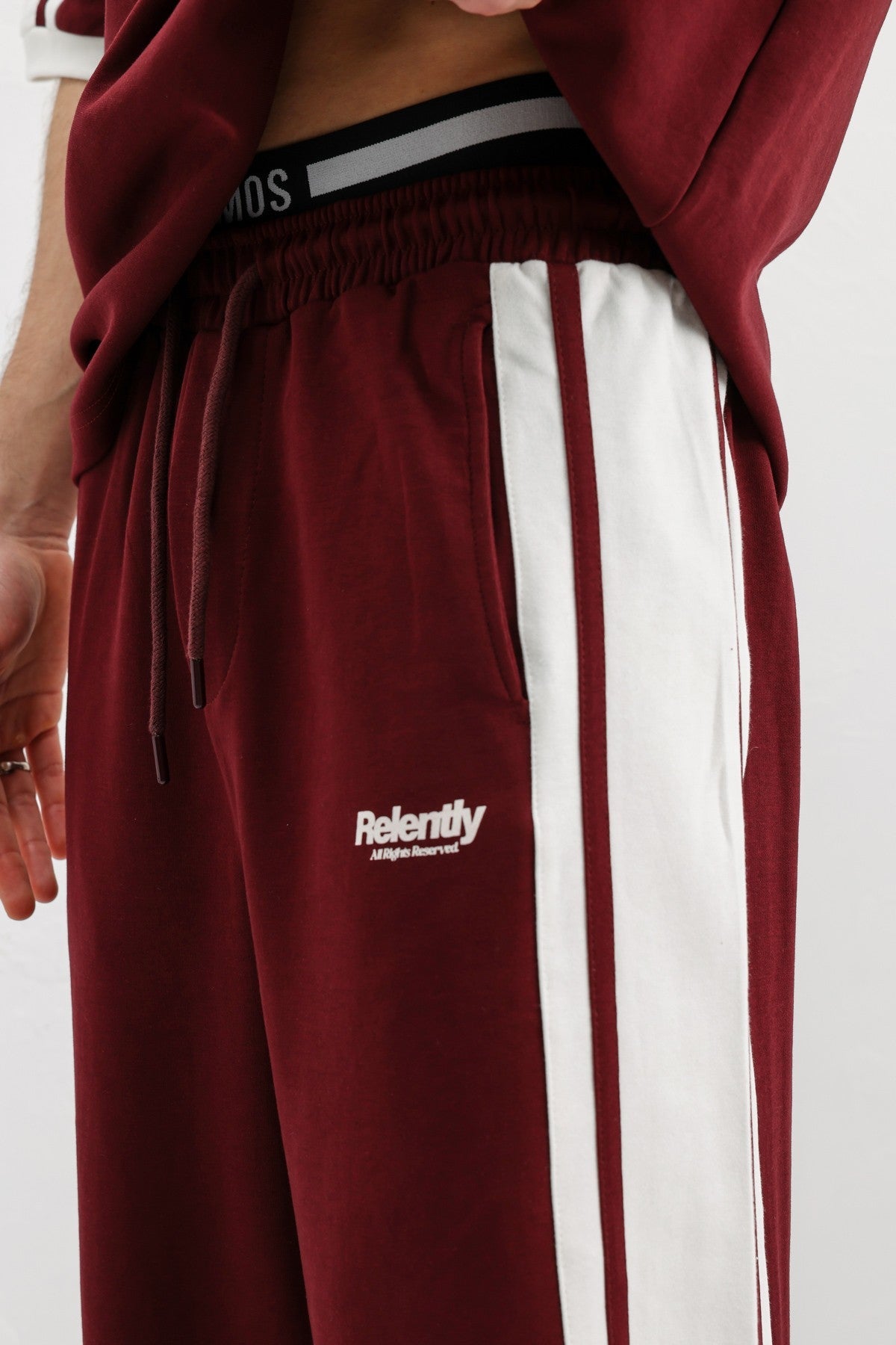 Oversized Printed Sweatsuit Set, Burgundy