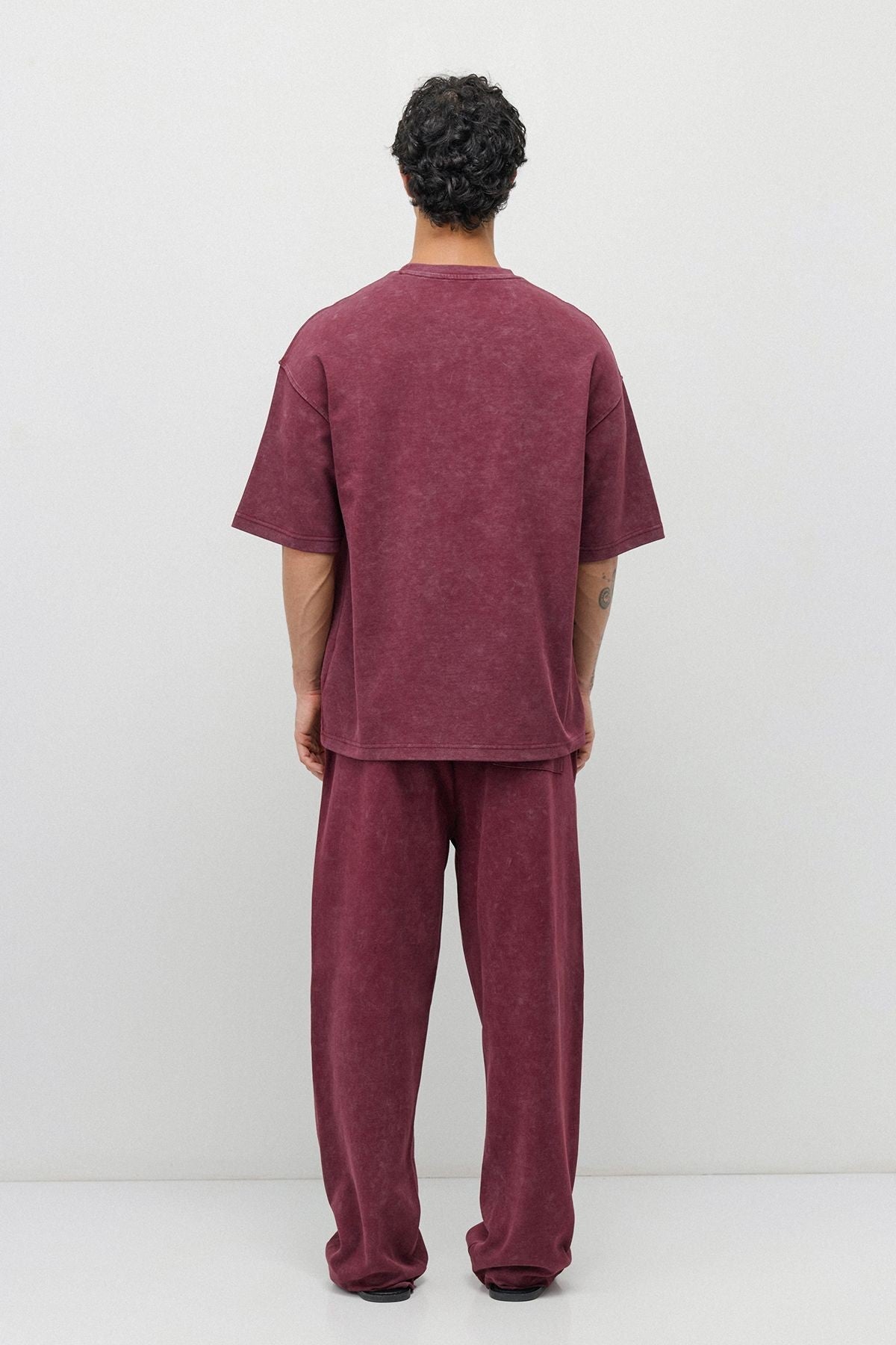 Oversized Printed Sweatsuit Set, Burgundy
