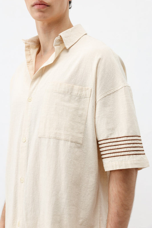 Oversized Linen Set with Striped Details