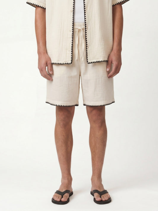 Stitched-Detail Shirt and Shorts Set