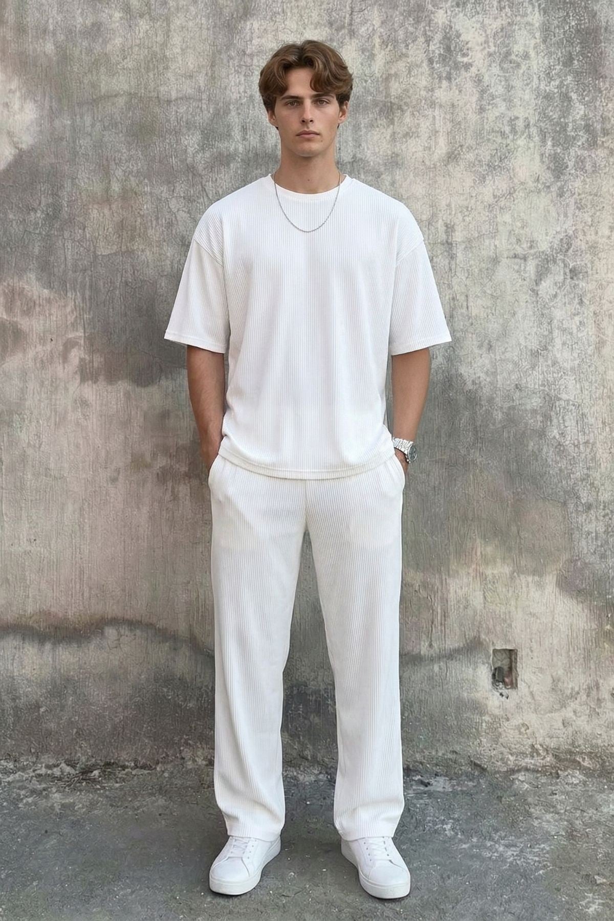 Oversized T-Shirt with Ribbed Hem