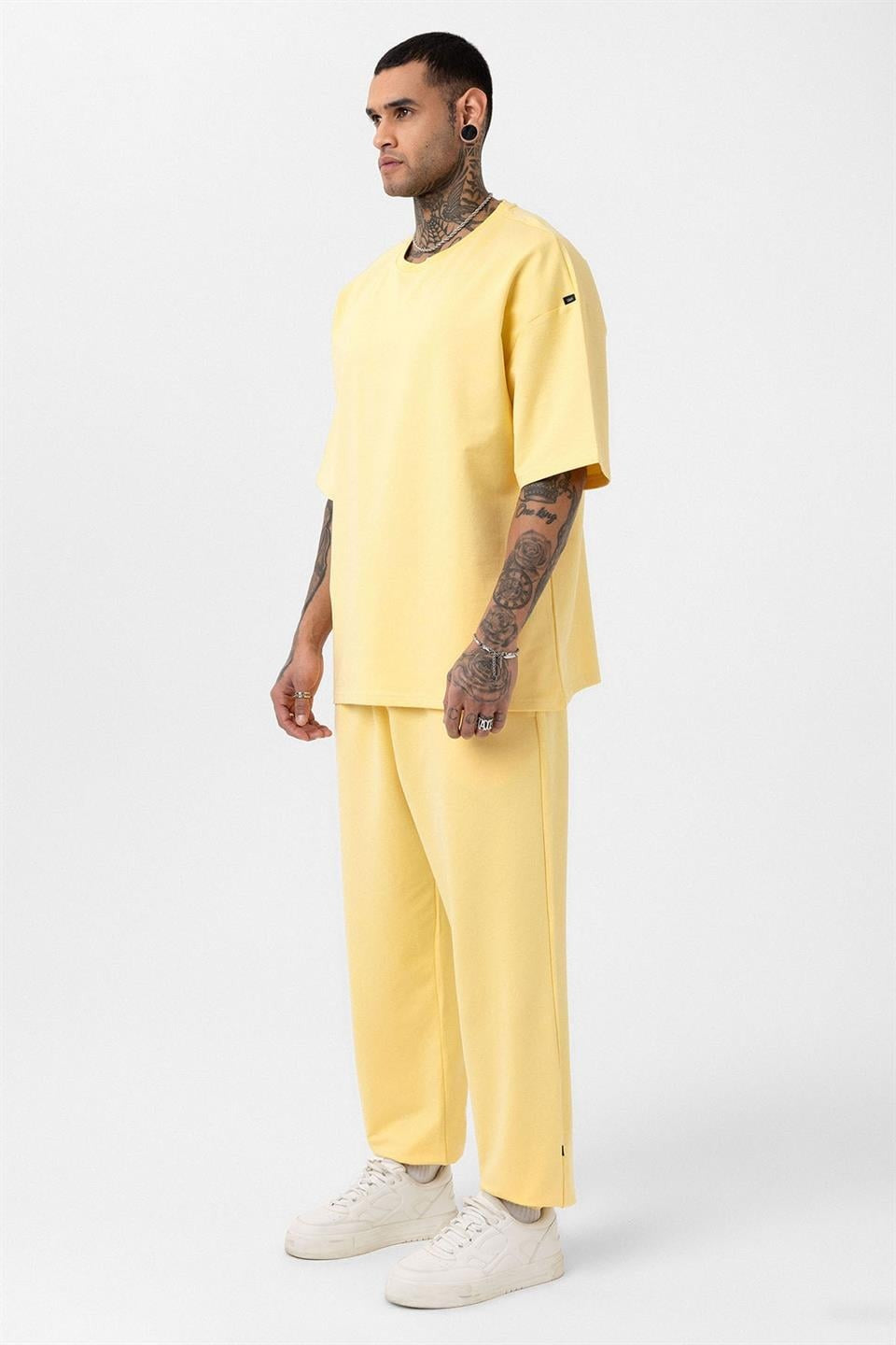Basic Oversized Sweatsuit Set with Elastic Cuffs