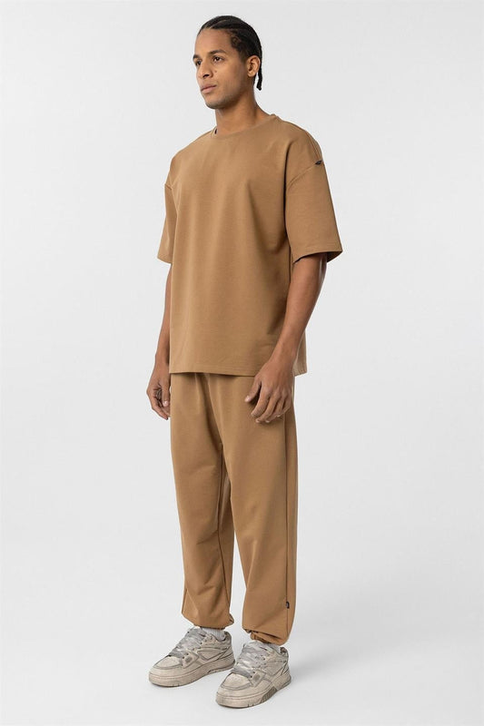 Basic Oversized Sweatsuit Set with Elastic Cuffs