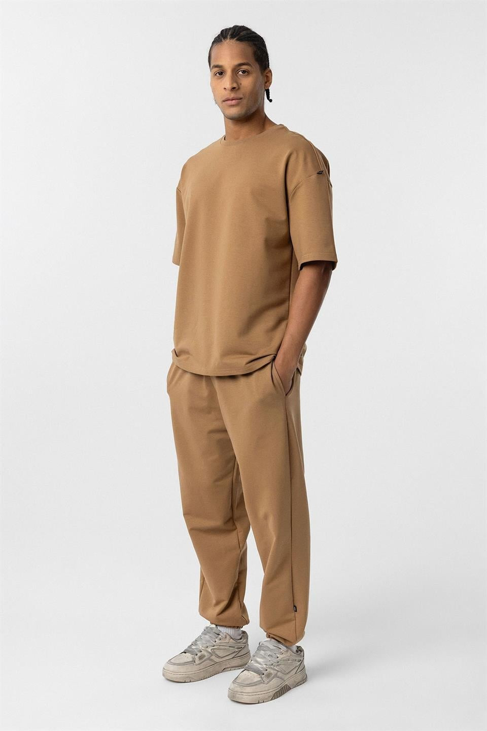 Basic Oversized Sweatsuit Set with Elastic Cuffs