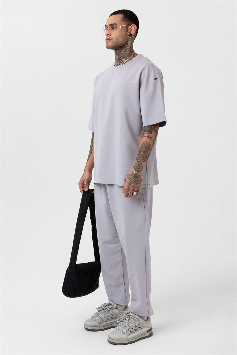Basic Oversized Sweatsuit Set with Elastic Cuffs