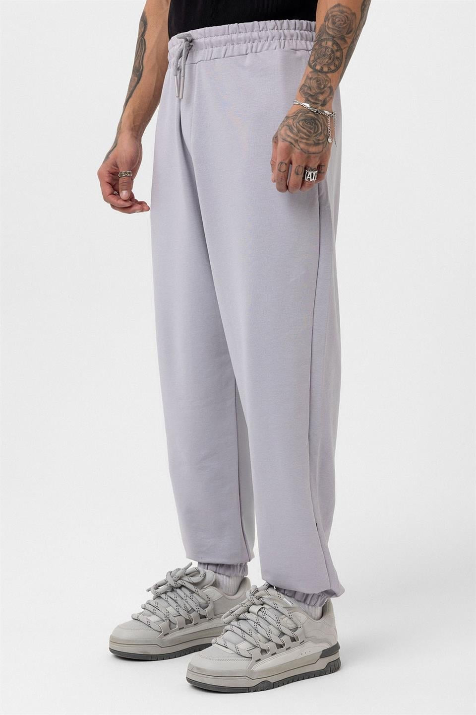 Basic Oversized Sweatsuit Set with Elastic Cuffs