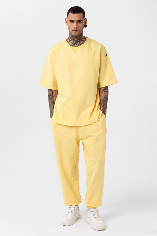 Basic Oversized Sweatsuit Set with Elastic Cuffs