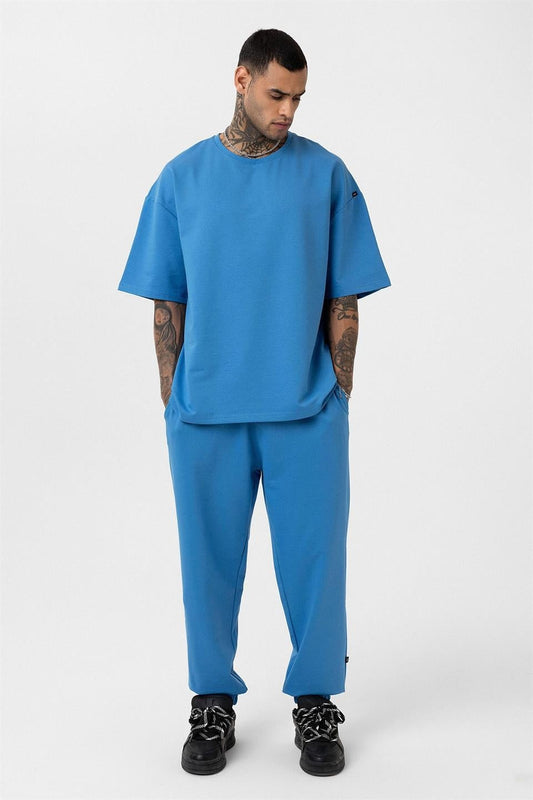 Basic Oversized Sweatsuit Set with Elastic Cuffs