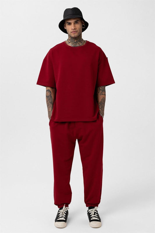 Basic Oversized Sweatsuit Set with Elastic Cuffs
