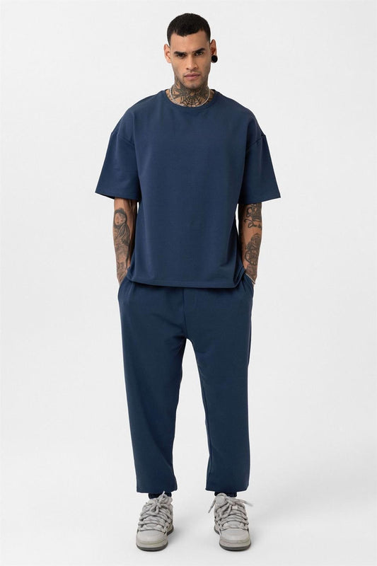 Basic Oversized Sweatsuit Set with Elastic Cuffs