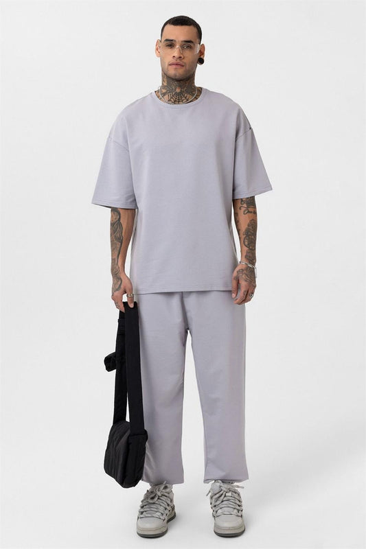 Basic Oversized Sweatsuit Set with Elastic Cuffs