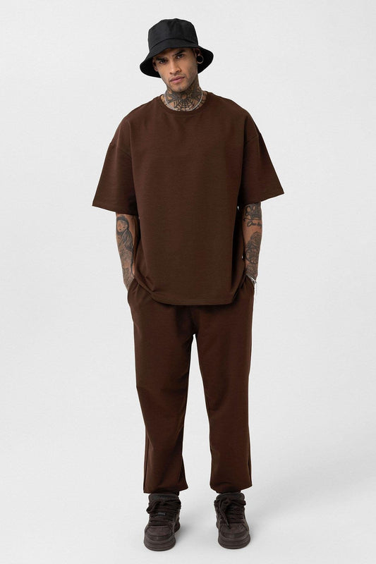 Basic Oversized Sweatsuit Set with Elastic Cuffs