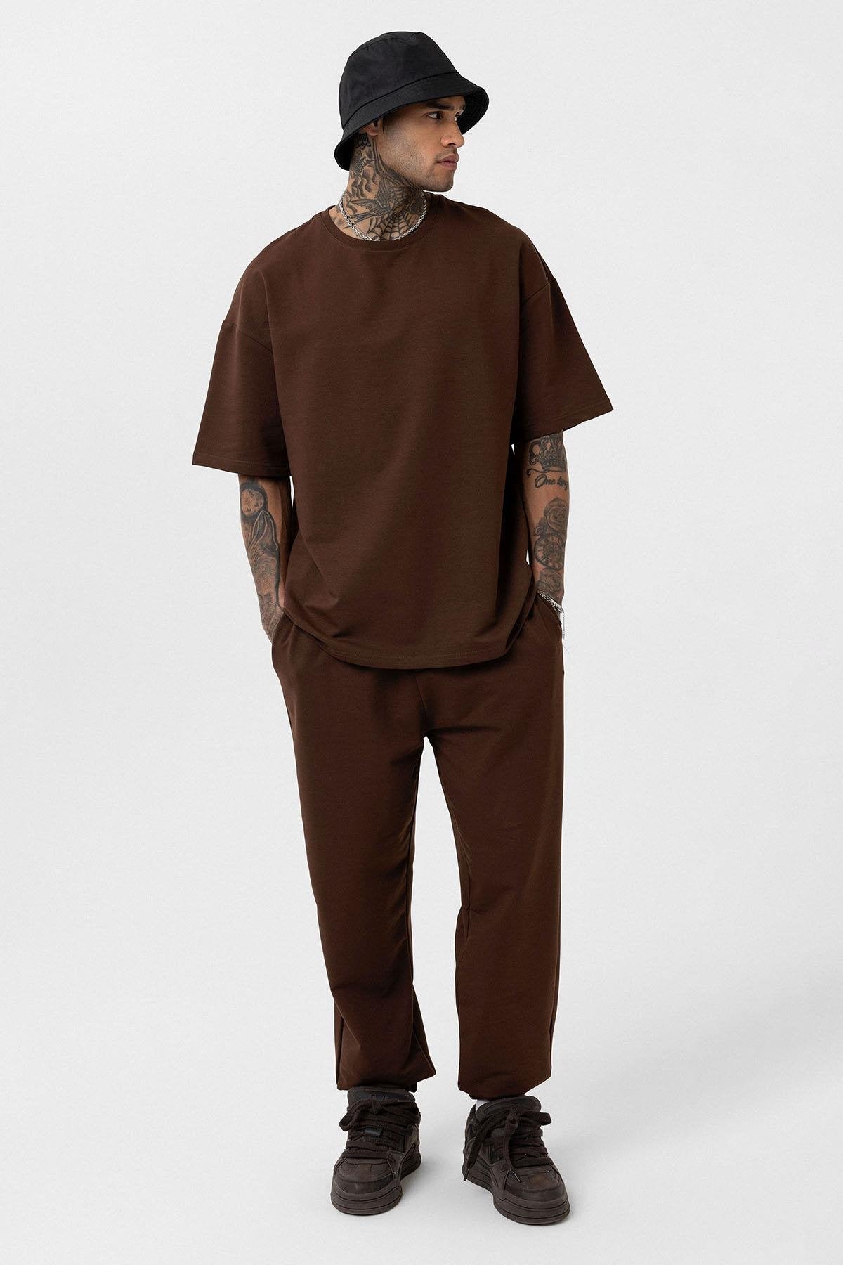 Basic Oversized Sweatsuit Set with Elastic Cuffs