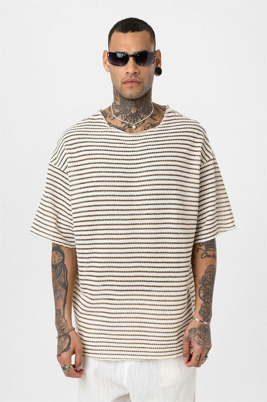 Oversized Striped Knit T-Shirt