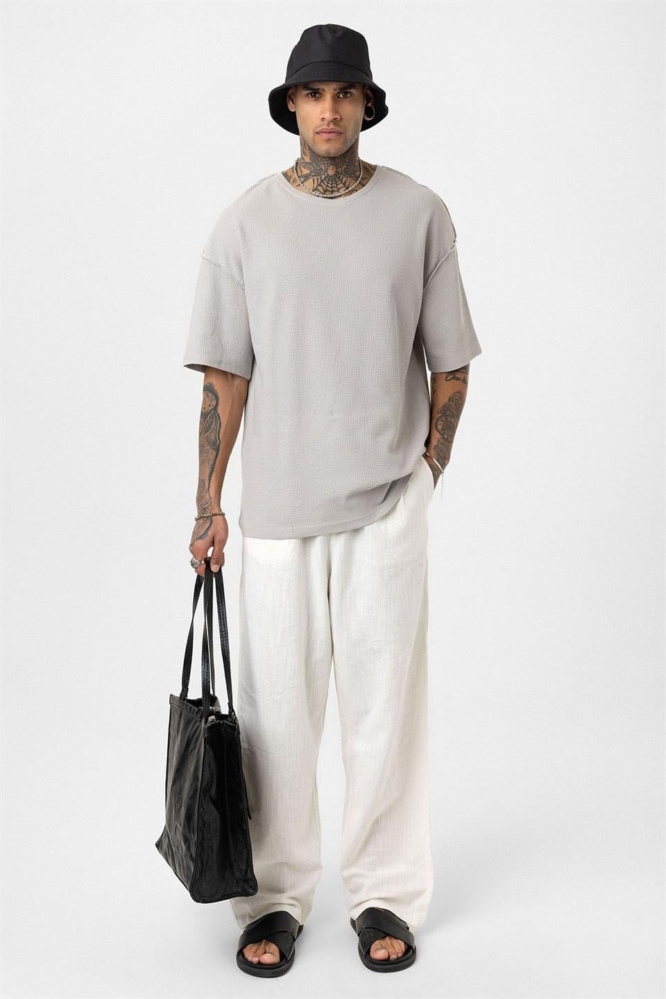 Oversized Knit T-Shirt with Back Print