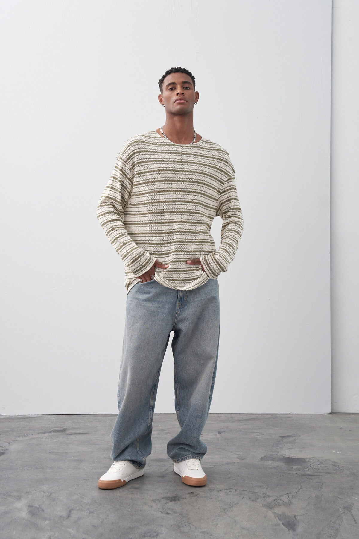 Oversized Striped Knit T-Shirt