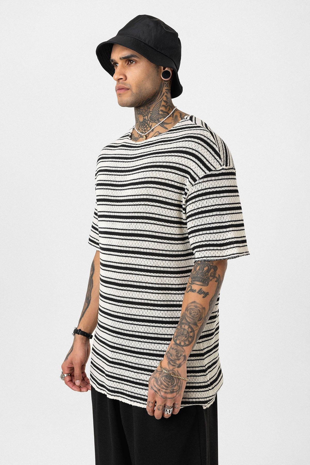 Oversized Striped Knit T-Shirt