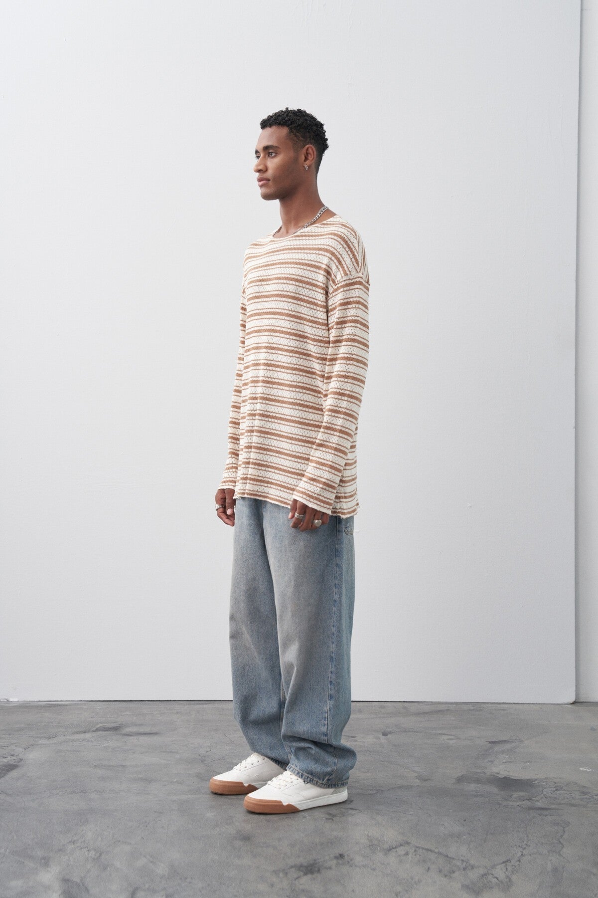 Oversized Striped Knit T-Shirt