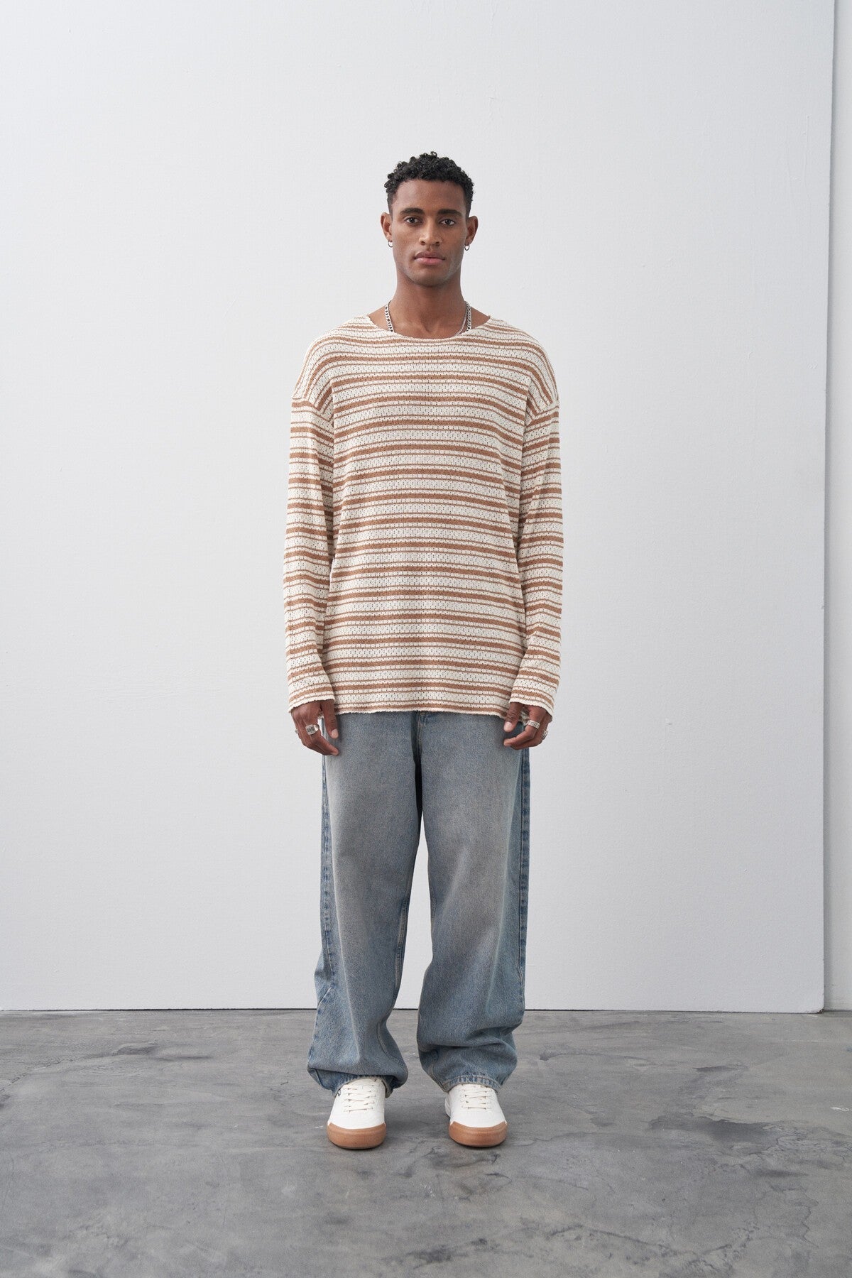 Oversized Striped Knit T-Shirt