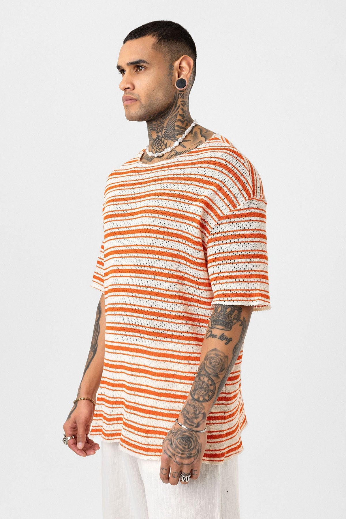 Oversized Striped Knit T-Shirt