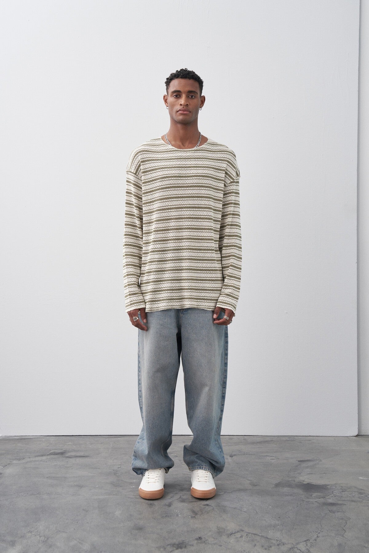 Oversized Striped Knit T-Shirt