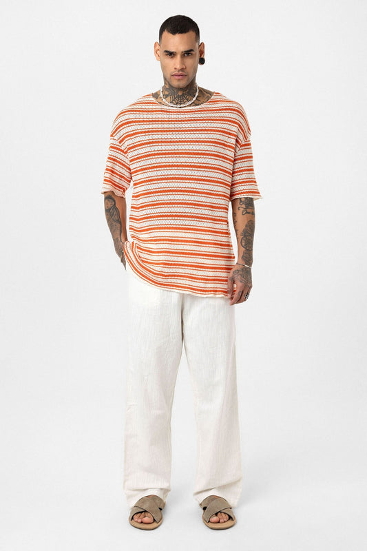 Oversized Striped Knit T-Shirt