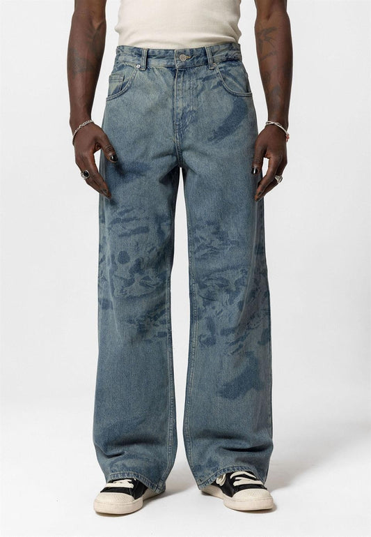Laser-Printed Baggy Jeans