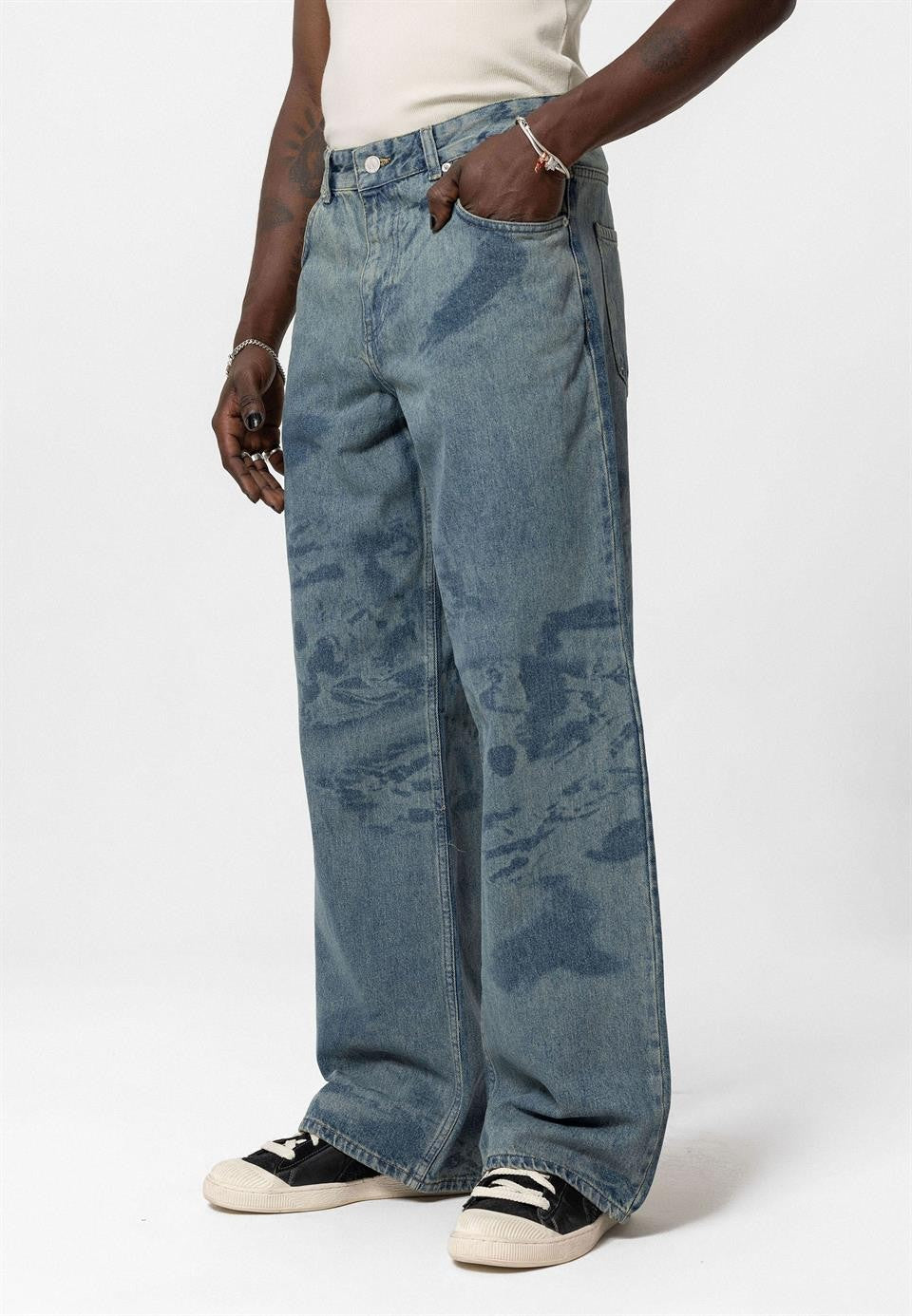 Laser-Printed Baggy Jeans