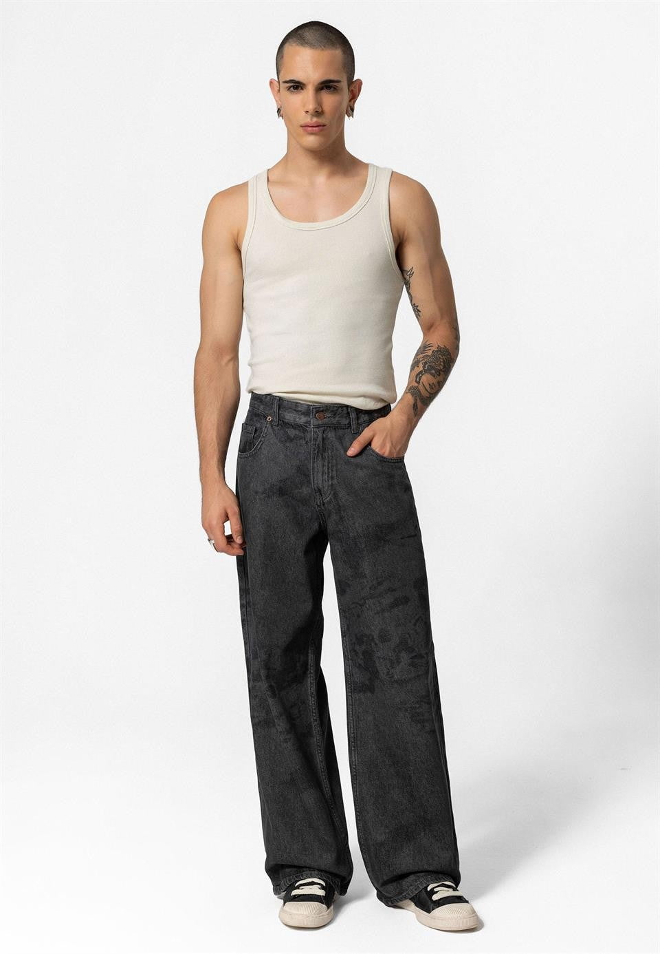 Laser-Printed Baggy Jeans