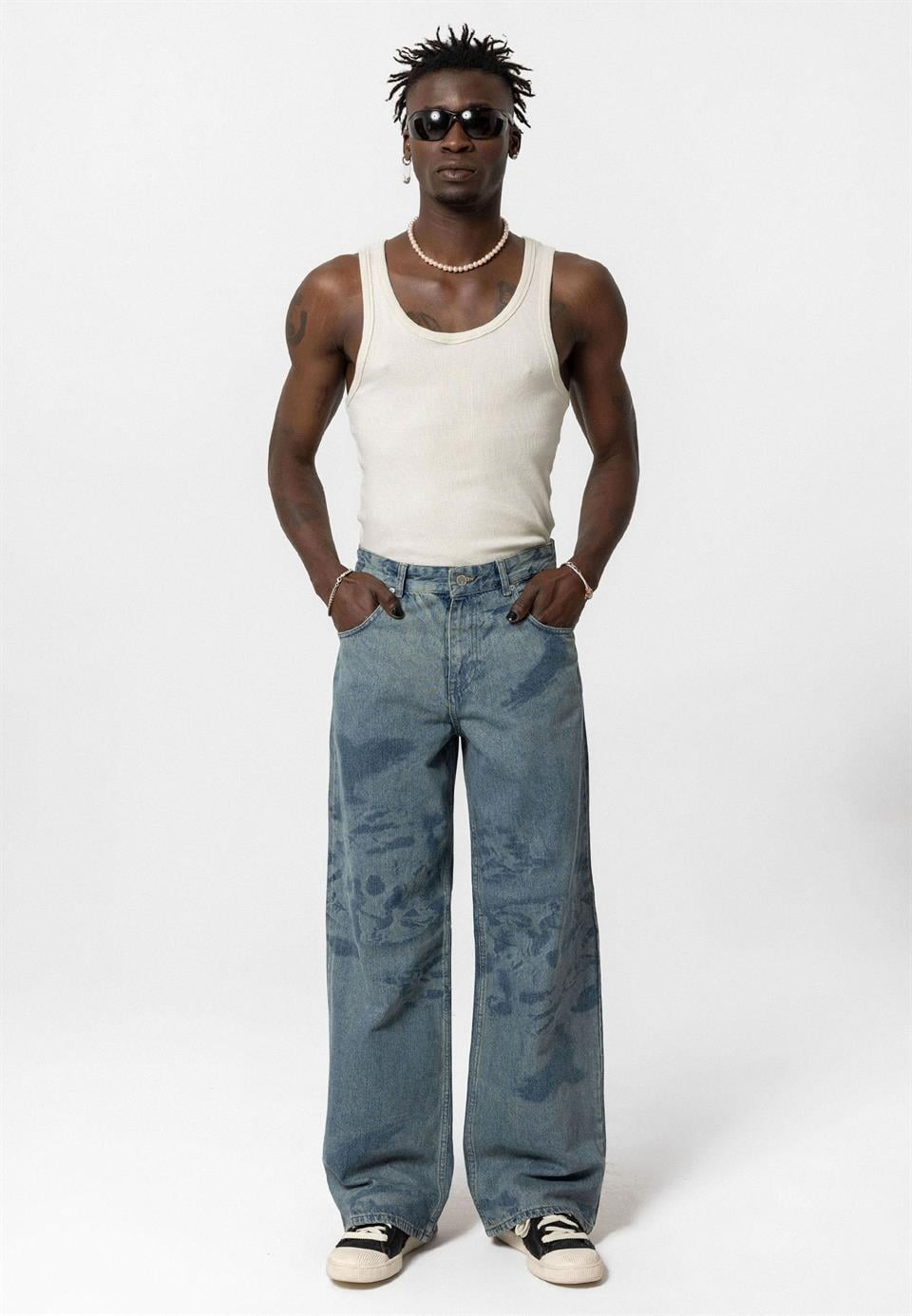 Laser-Printed Baggy Jeans