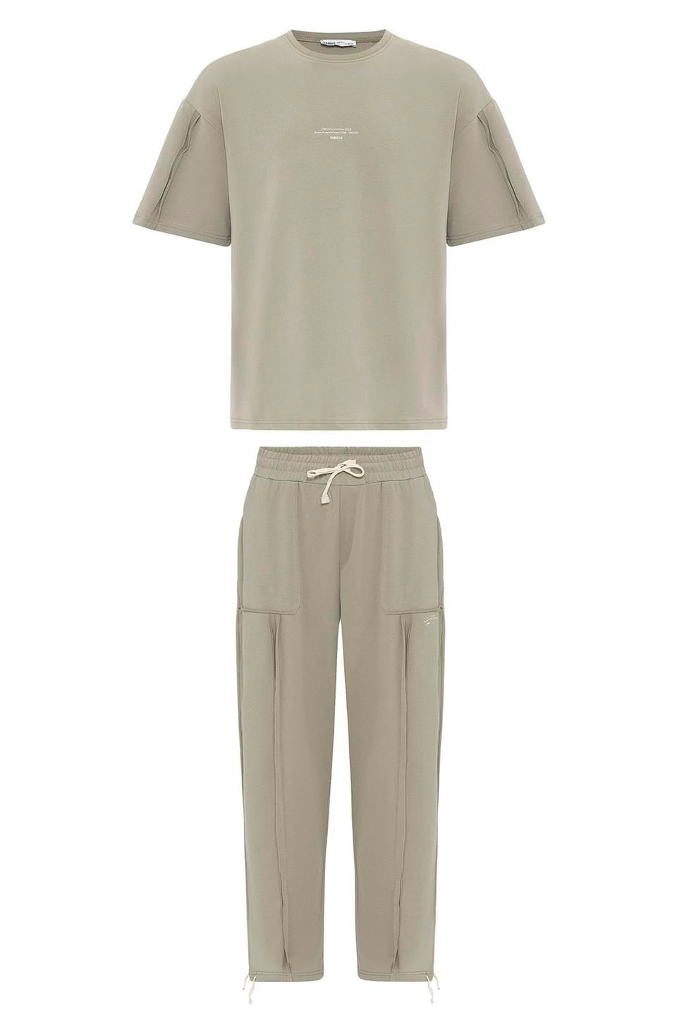 Printed Cuffed Pants Sweatsuit Set 40-293
