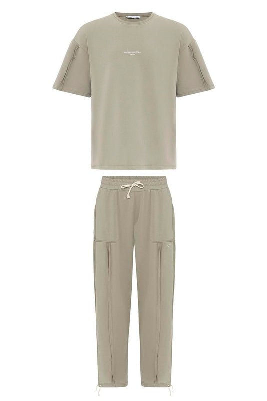 Printed Cuffed Pants Sweatsuit Set 40-293