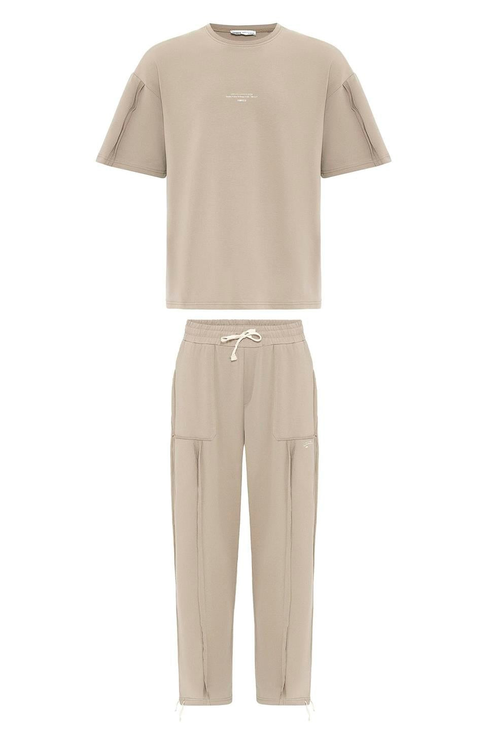 Printed Cuffed Pants Sweatsuit Set 40-293