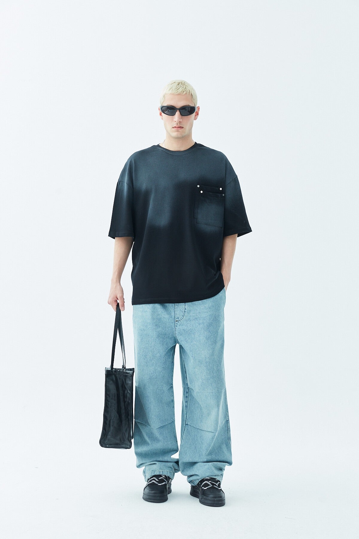 Oversized T-Shirt with Washed Pocket Detail