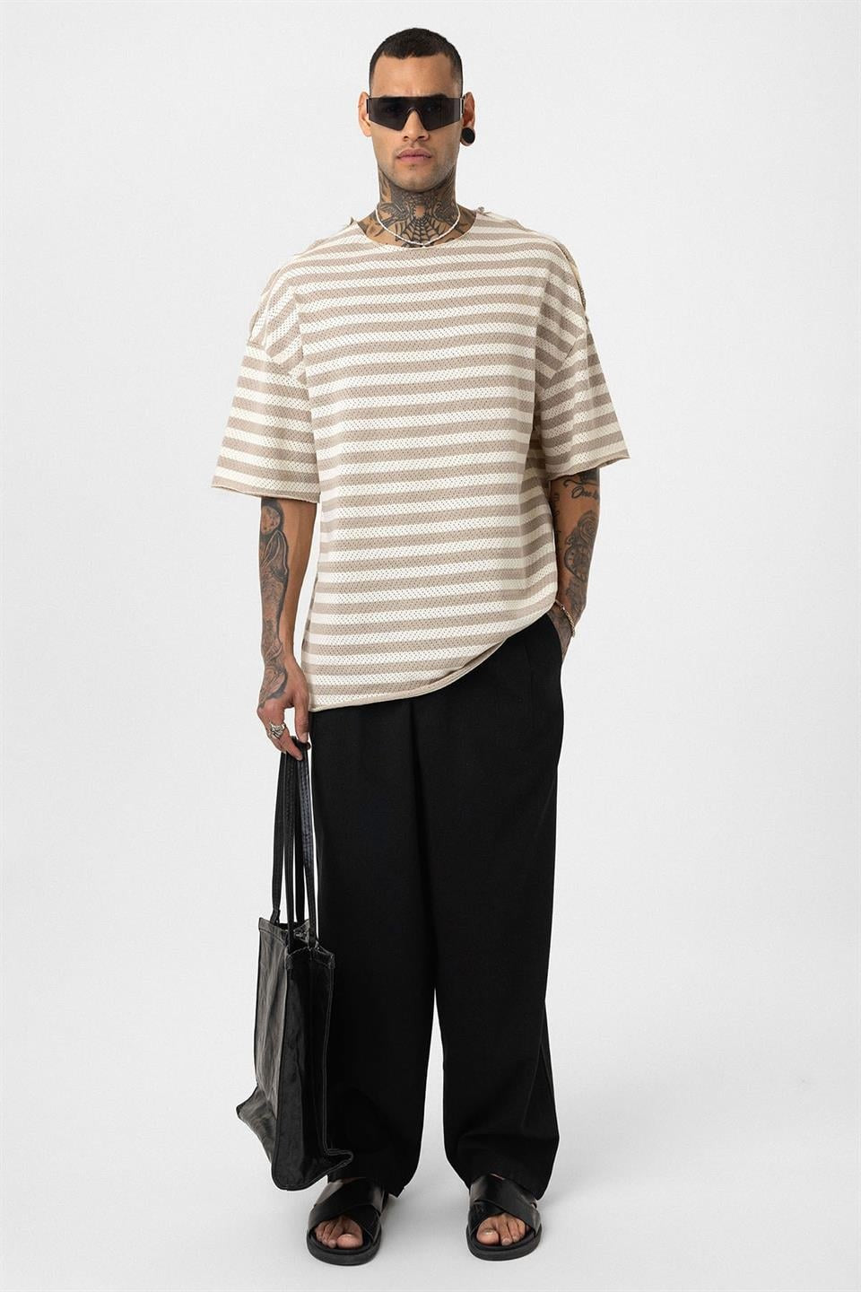 Oversized Striped Knit T-Shirt