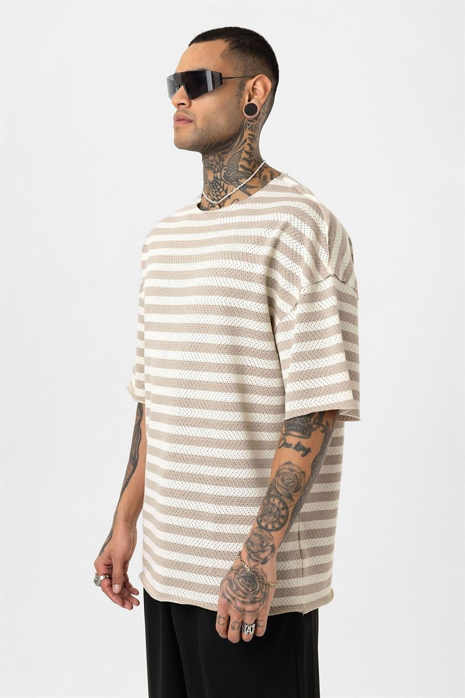 Oversized Striped Knit T-Shirt