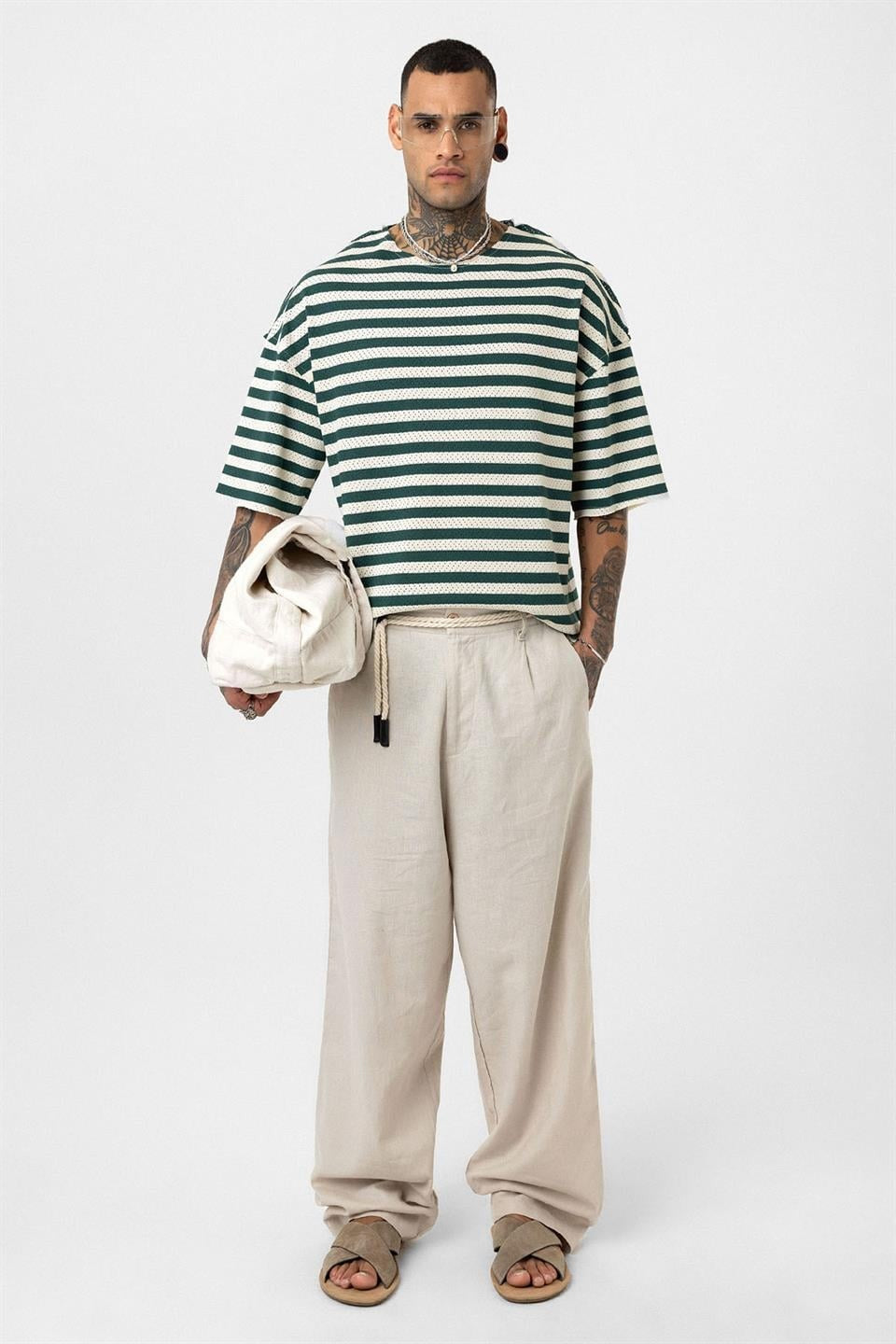 Oversized Striped Knit T-Shirt