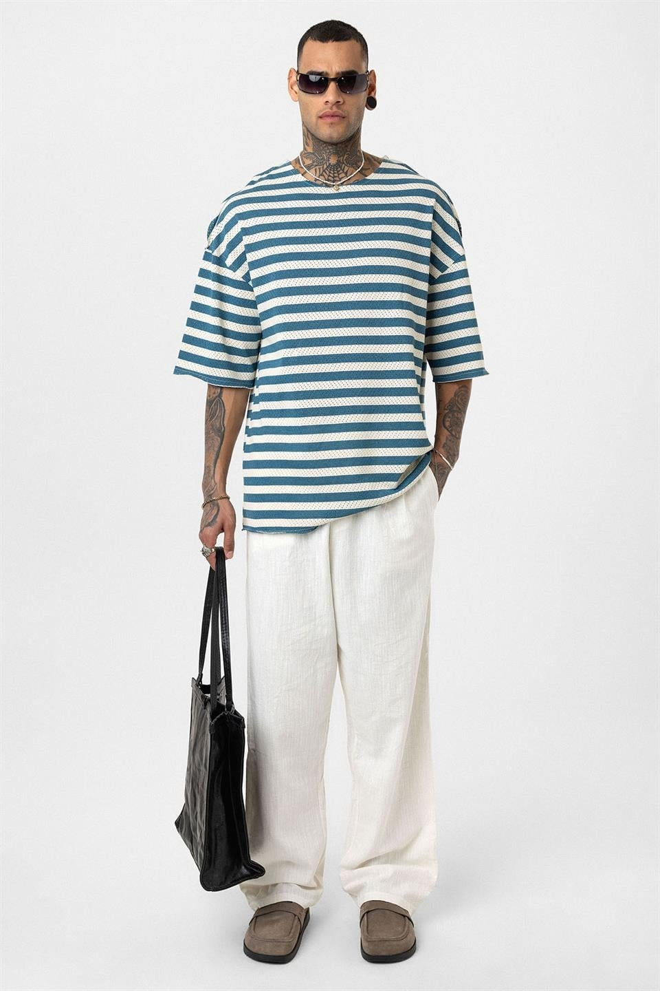 Oversized Striped Knit T-Shirt