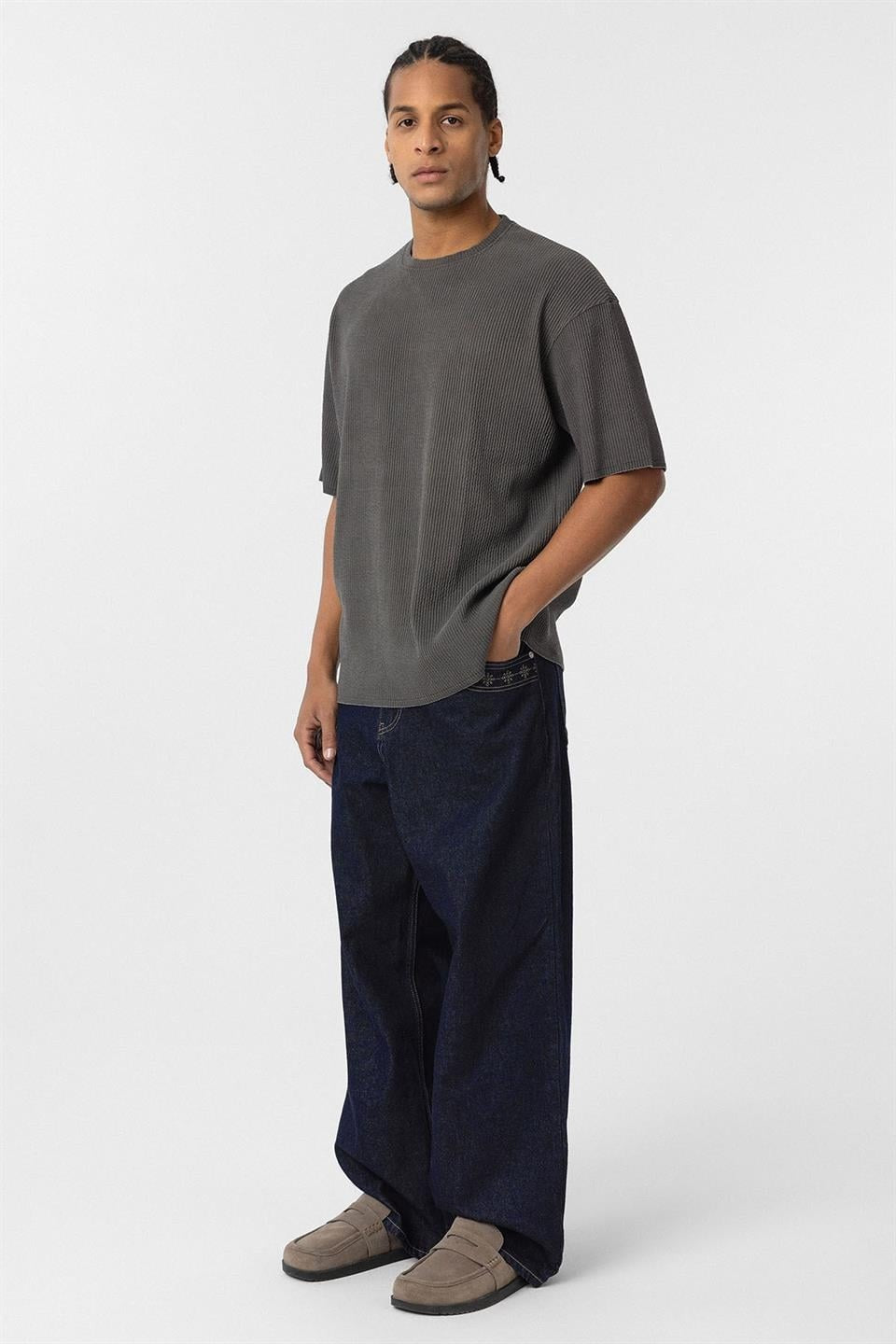 Machine-Washable Ottoman Basic Oversized T-Shirt