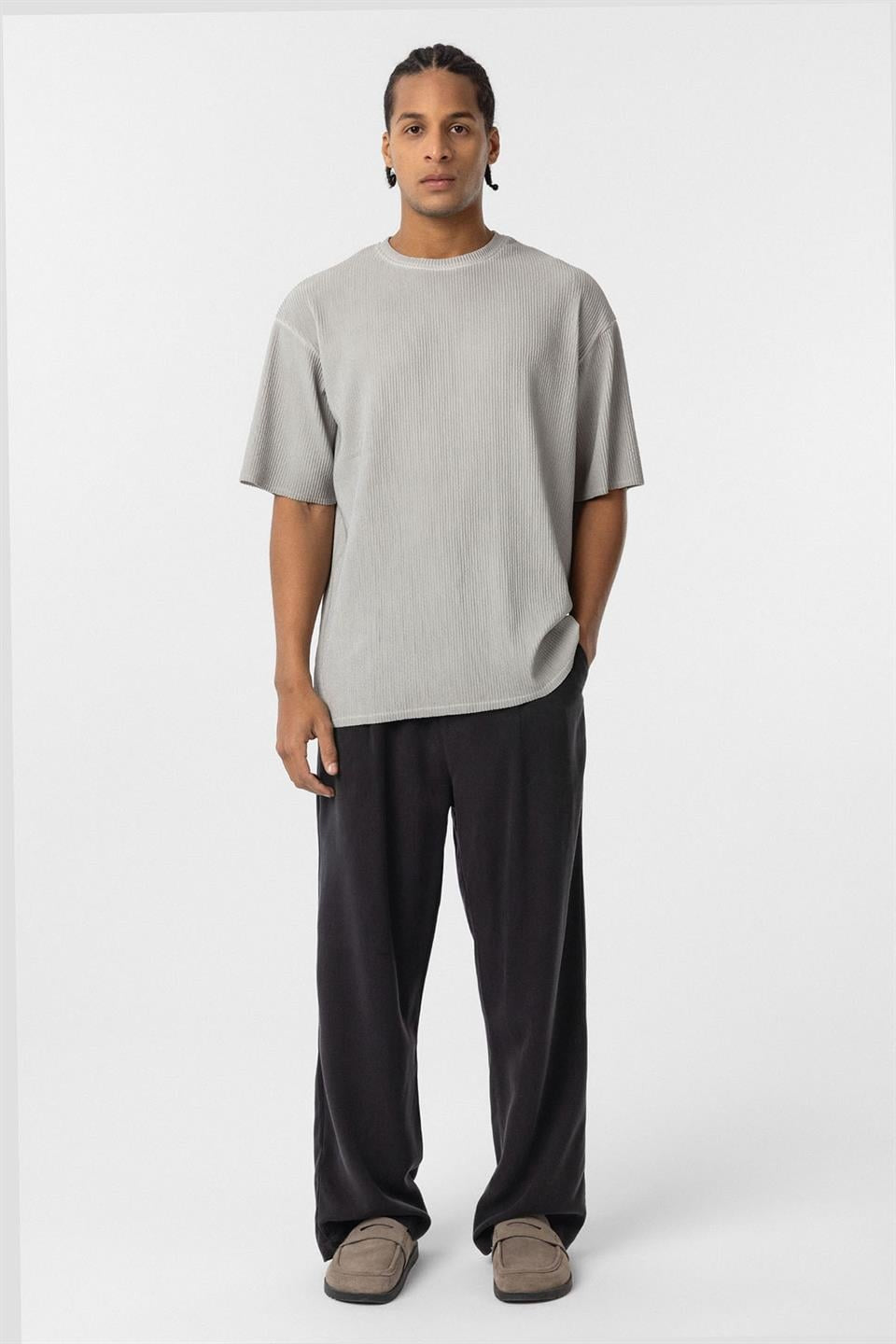 Machine-Washable Ottoman Basic Oversized T-Shirt