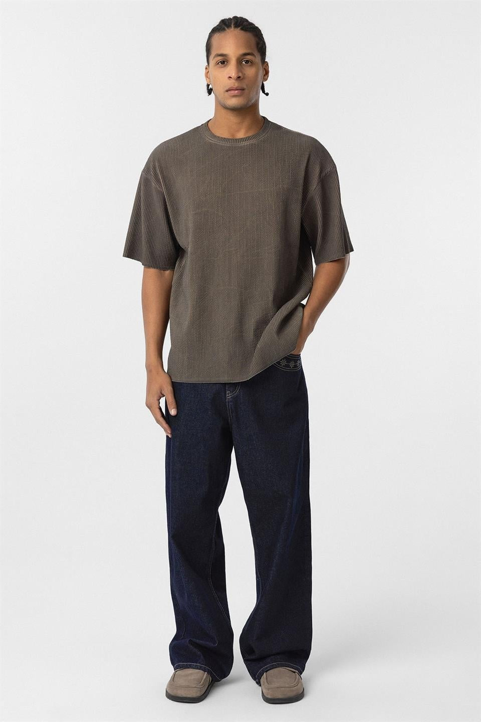 Machine-Washable Ottoman Basic Oversized T-Shirt