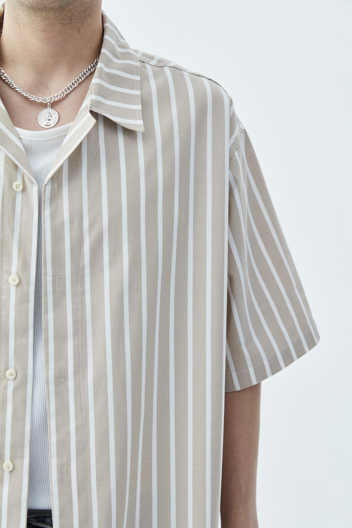 Striped Oversized Short-Sleeve Shirt