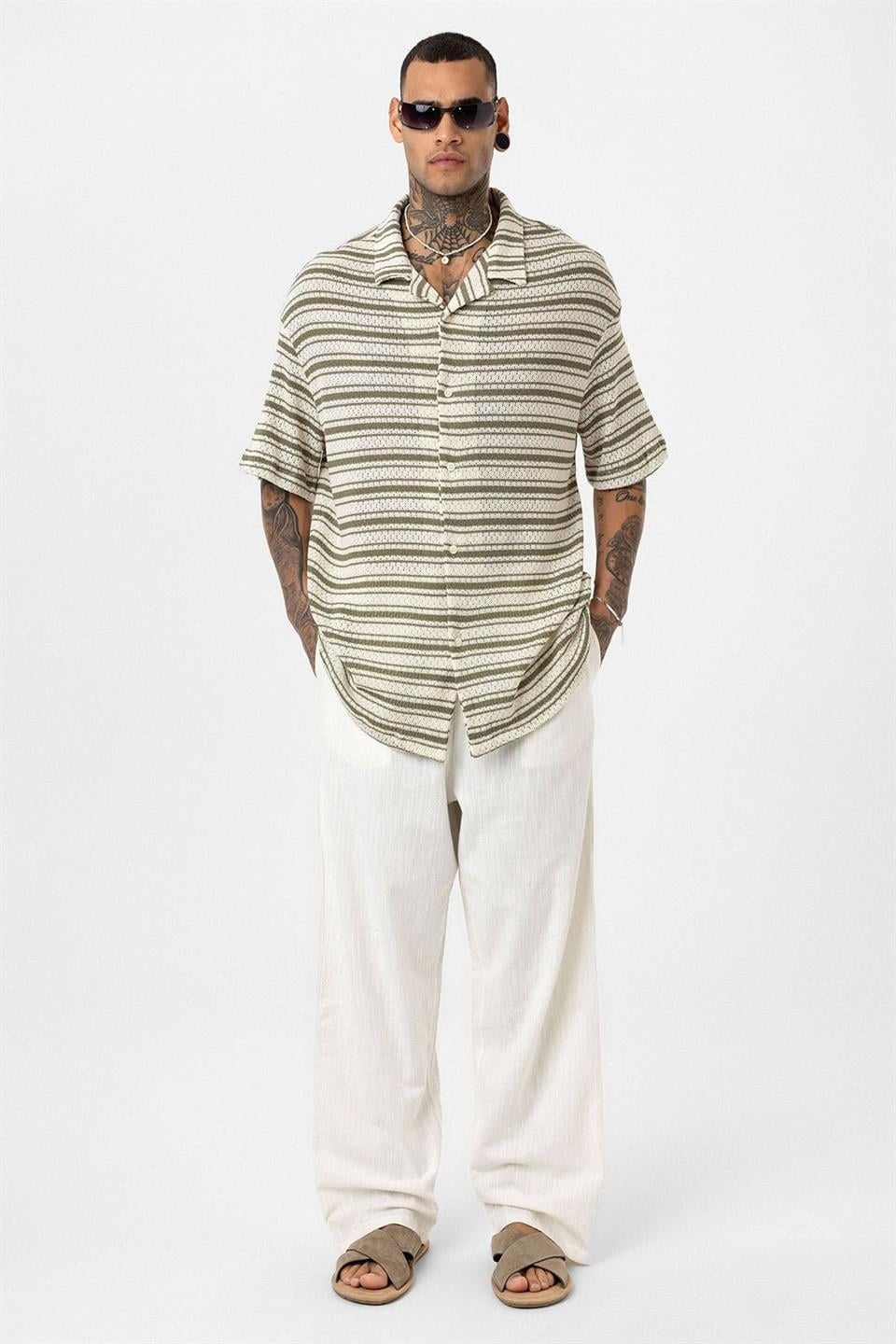 Oversized Striped Knit T-Shirt