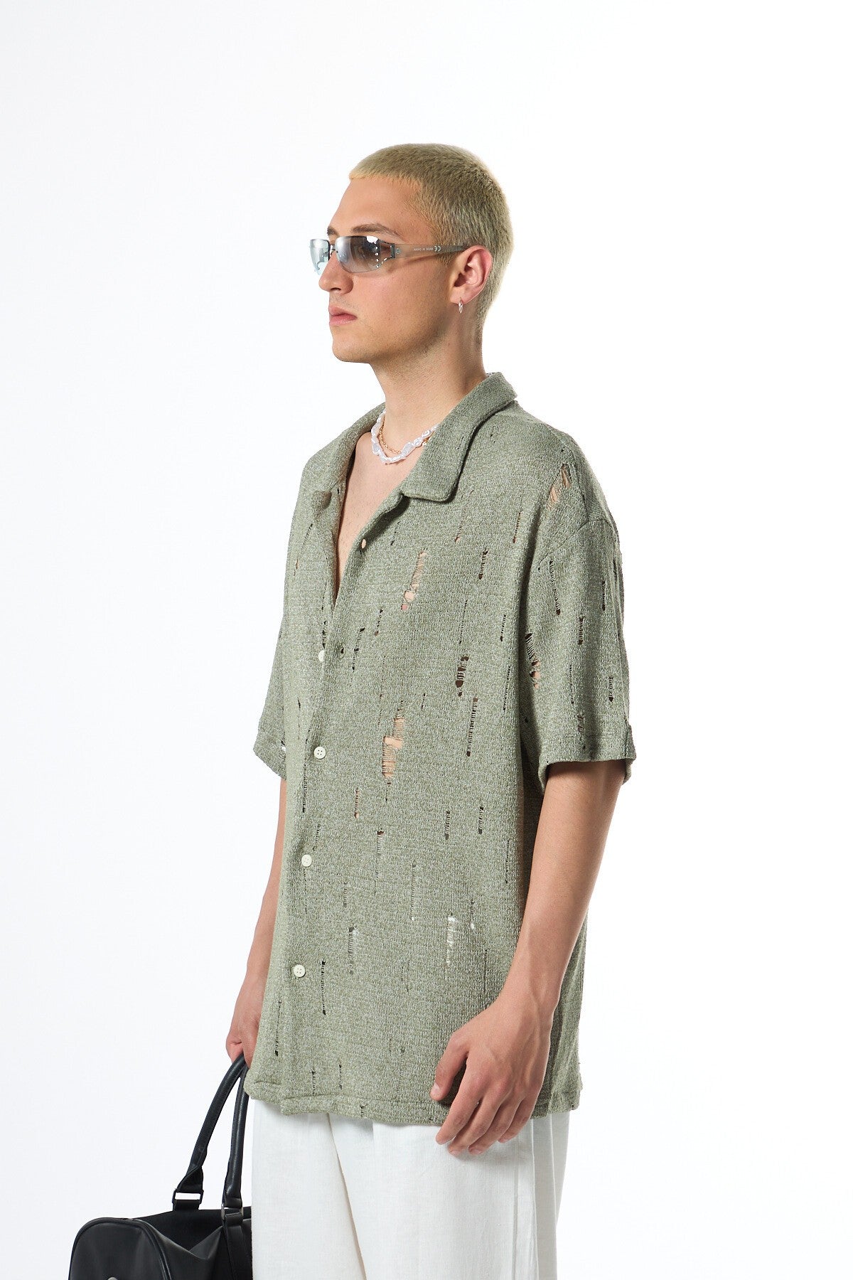 Oversized Knitted Shirt with Holes
