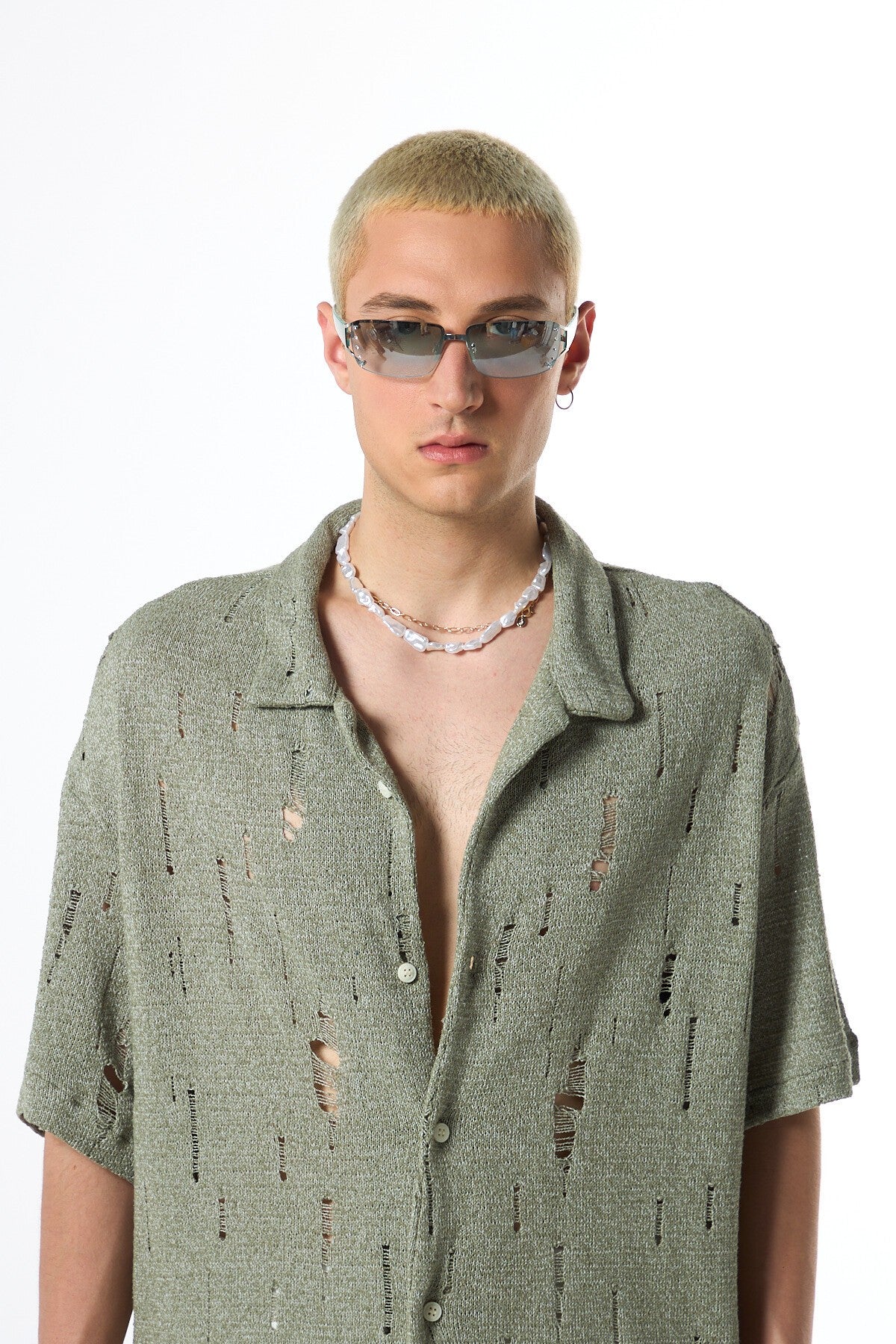 Oversized Knitted Shirt with Holes