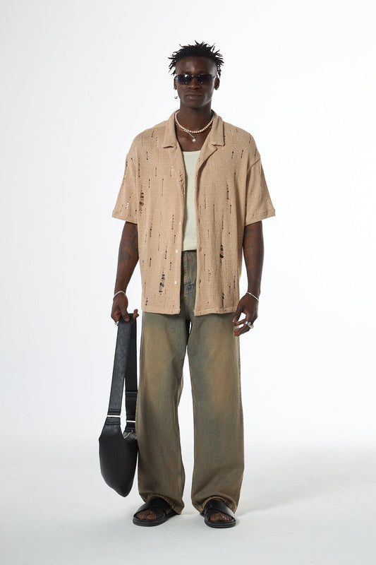 Oversized Knitted Shirt with Holes