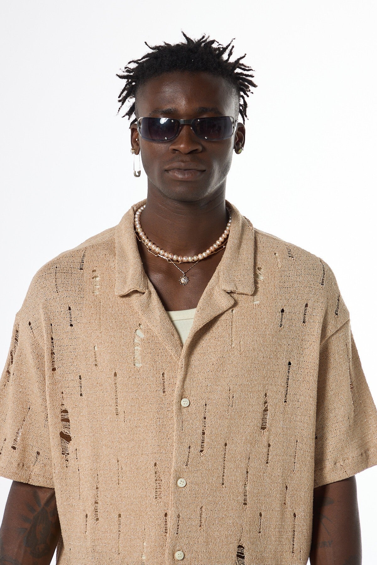 Oversized Knitted Shirt with Holes