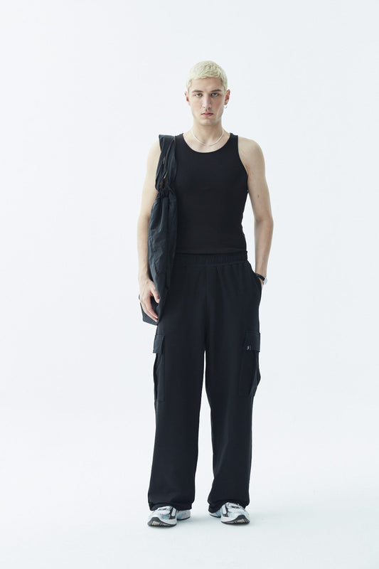 Waistband-Elastic Cargo Baggy Pants