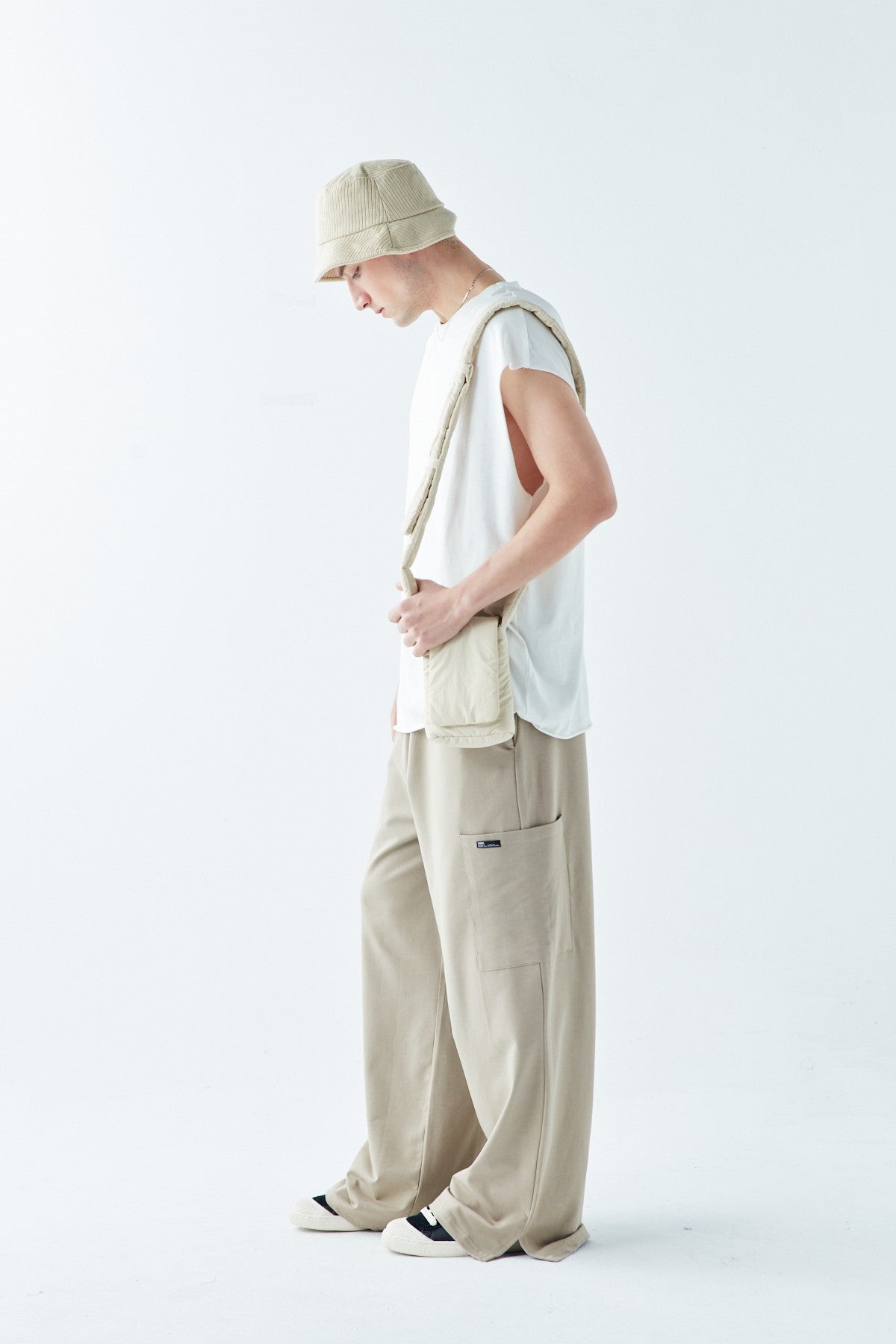 Oversized Sweatpants with Cuffed Legs and Side Pockets